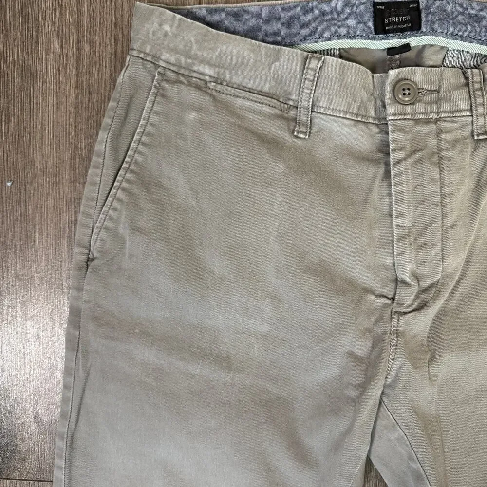 J.Crew Stretch 250 Skinny Chino Pants Mens30x32 Gray Twill Cotton Blend Zip Fly